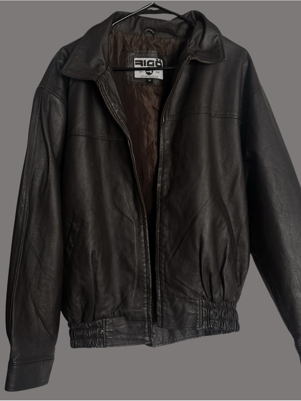 Vintage Men's Black Leather Bomber Jacket